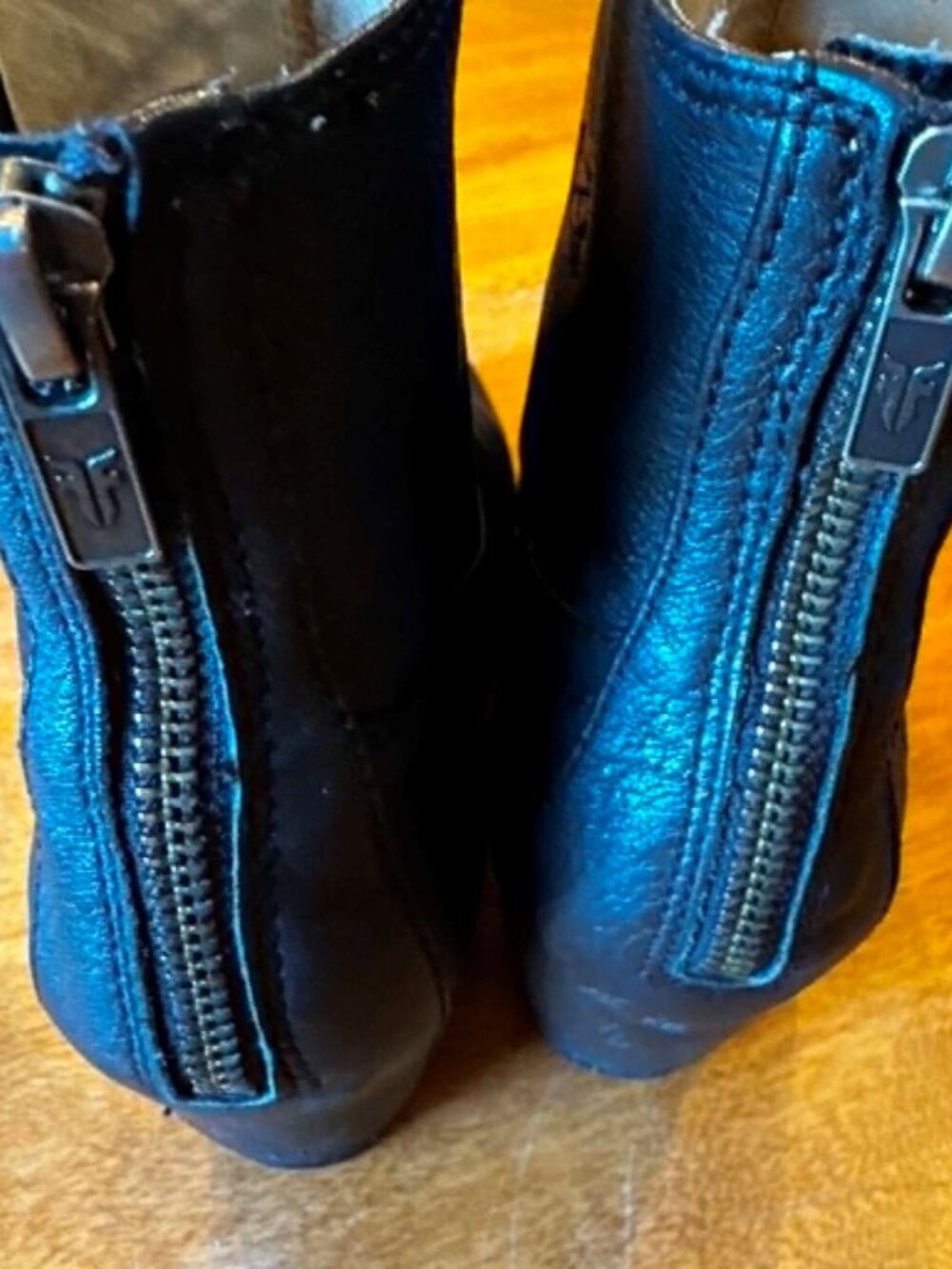 Frye Black Leather Wedge Ankle Boots • Size 6.5 - Picture 6 of 11